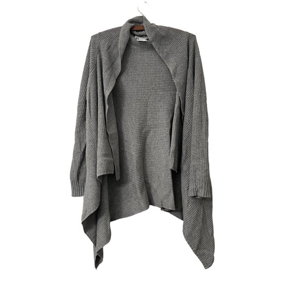 Vineyard Vines Gray Wool Cashmere Angora Blend Ribbed Waterfall Cardigan Size S - Picture 1 of 5